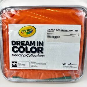 CRAYOLA Dream In Color Twin Sheet Set OUTRAGEOUS ORANGE - NEW w/ TAGS